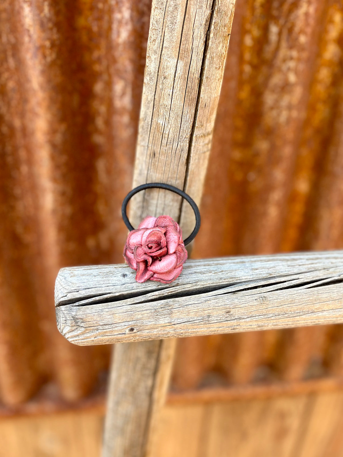 Leather Rose Hairtie