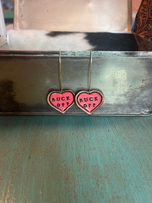Candy Heart Leather Earrings