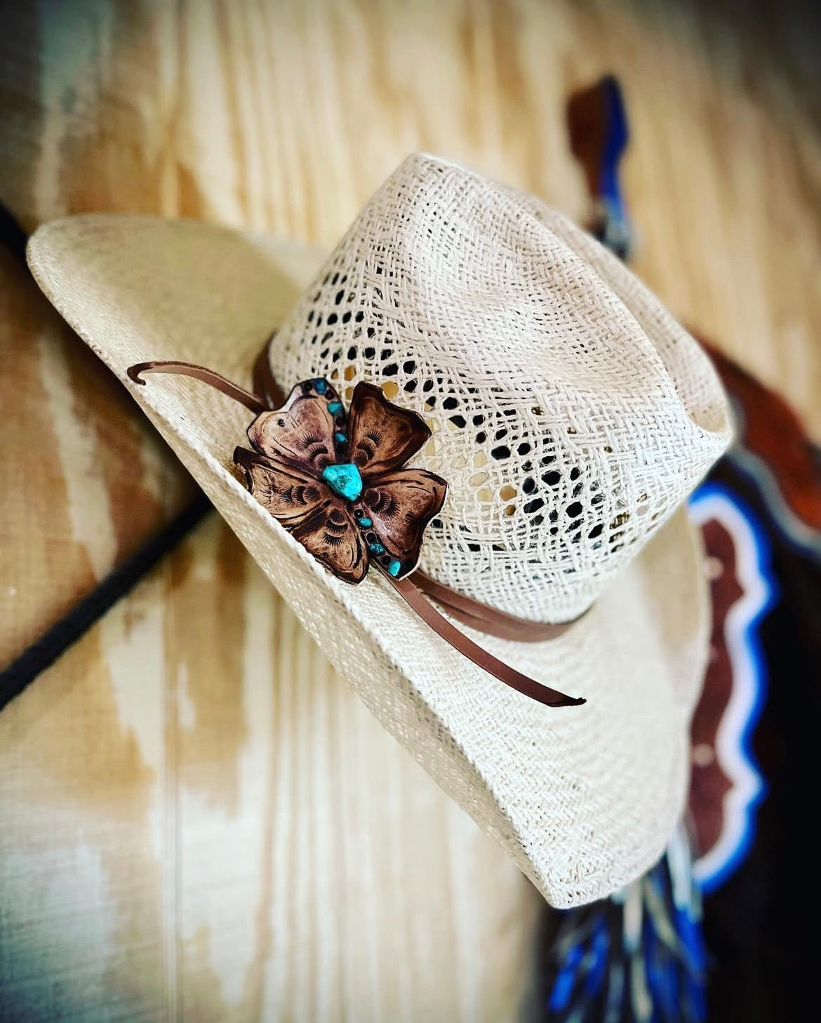 Leather Flower Hat Bands