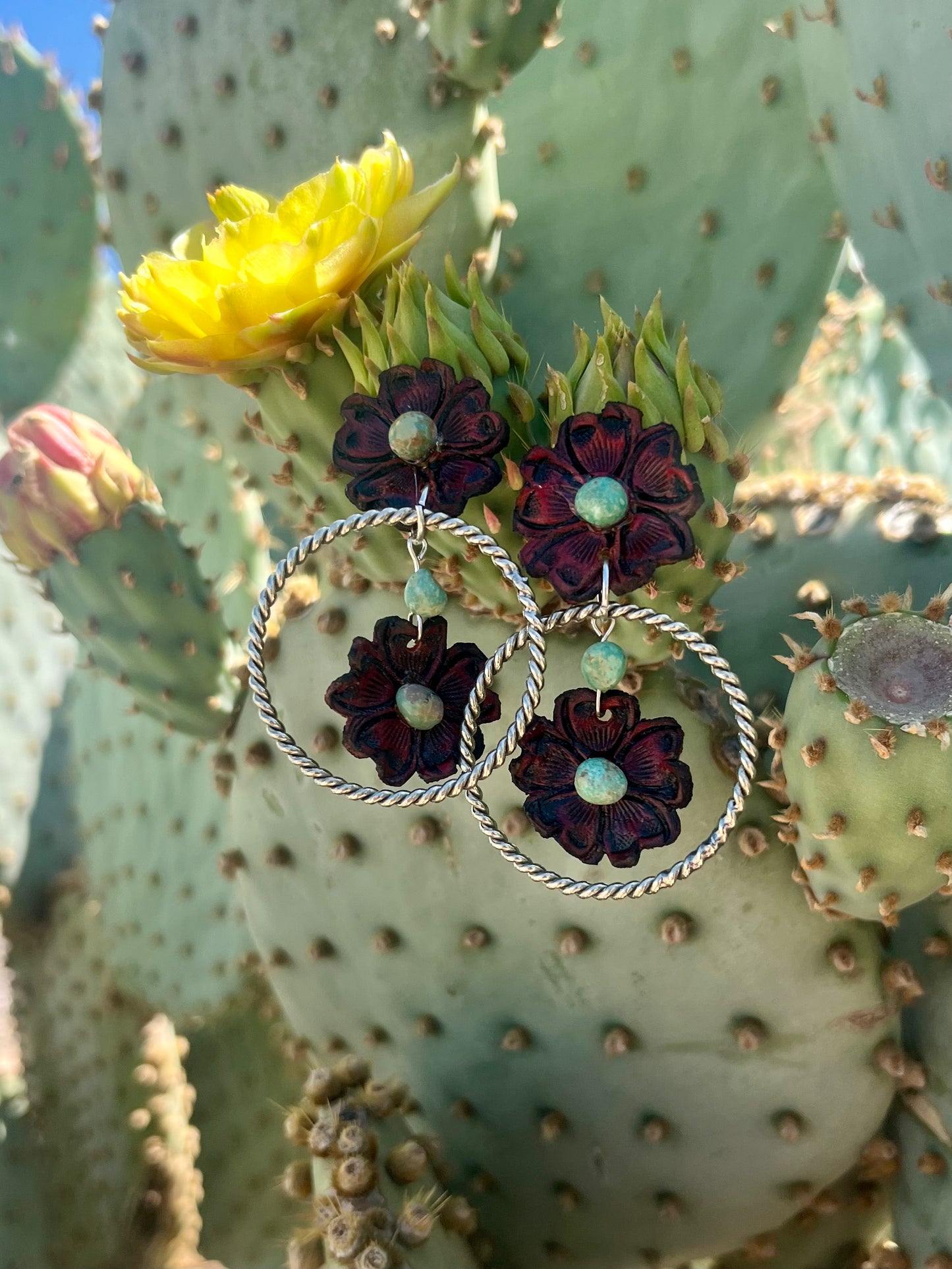 Double Red Flower Hoops