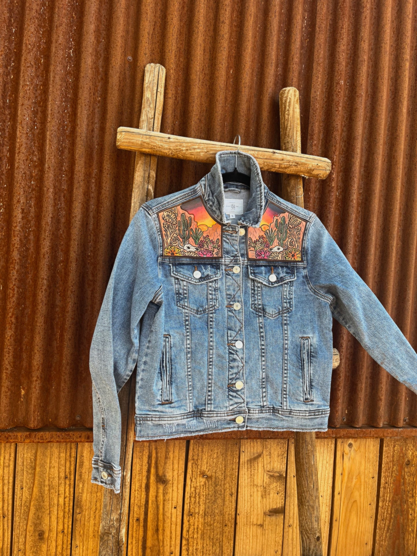 Denim Jacket with Desert Leather Patches