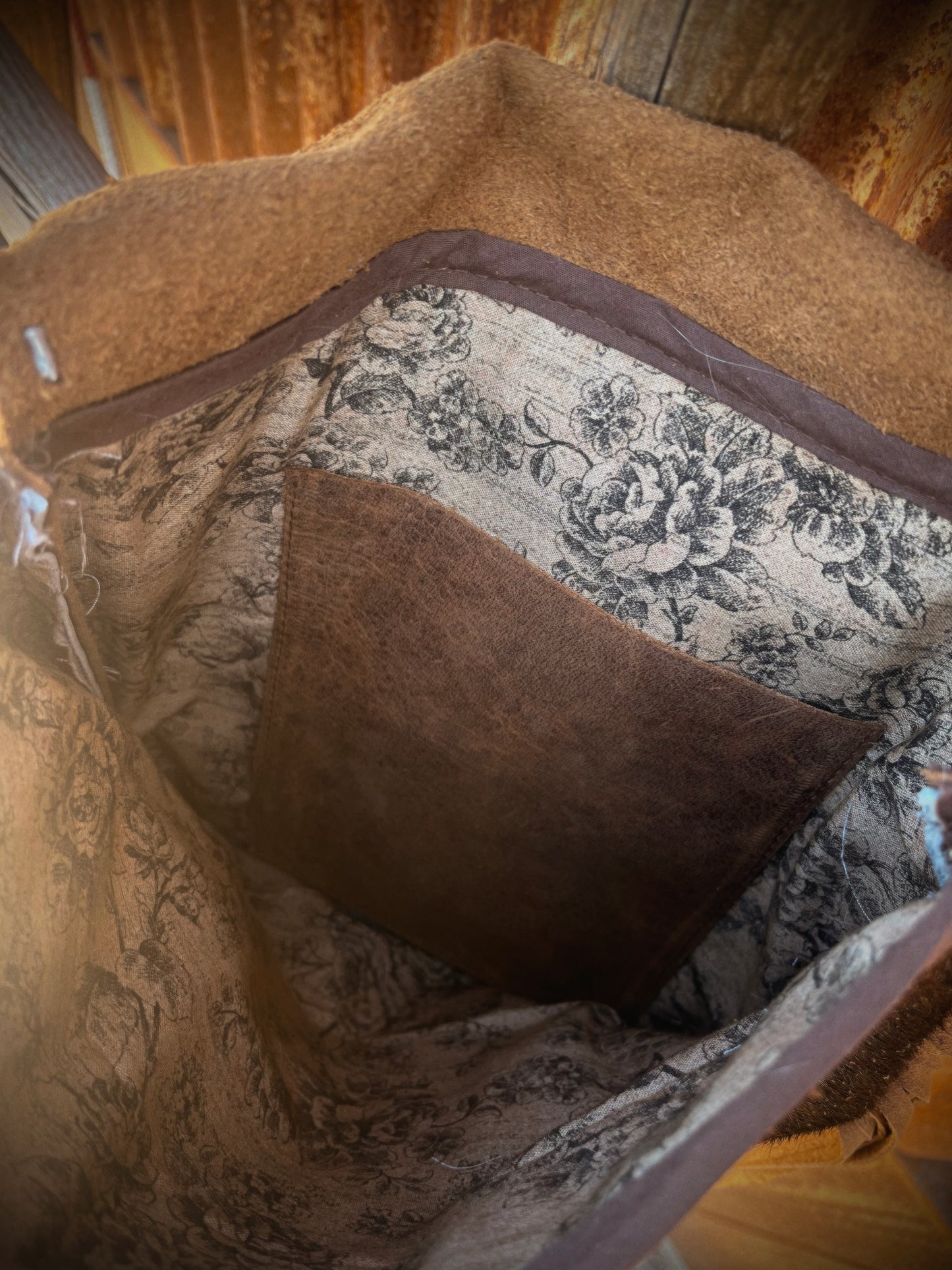 Hair on Hide Purse with Tooled Leather Flowers