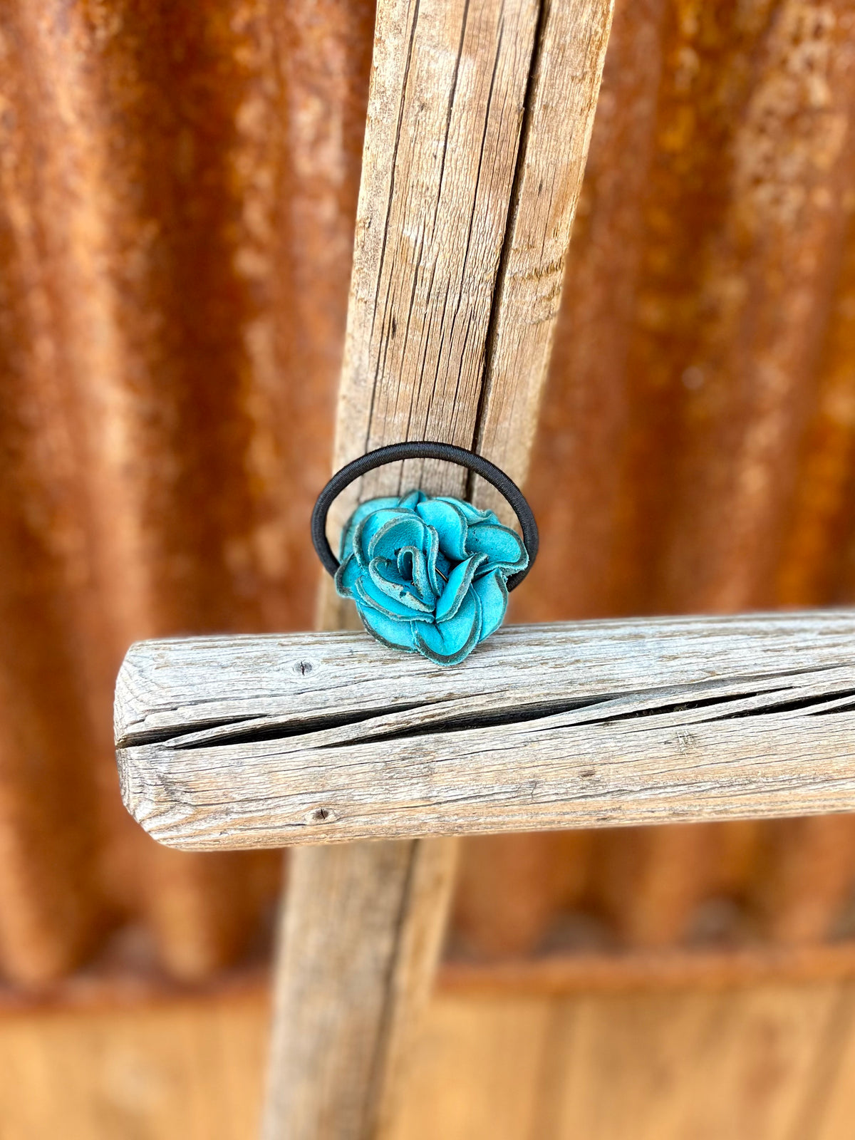 Leather Rose Hairtie