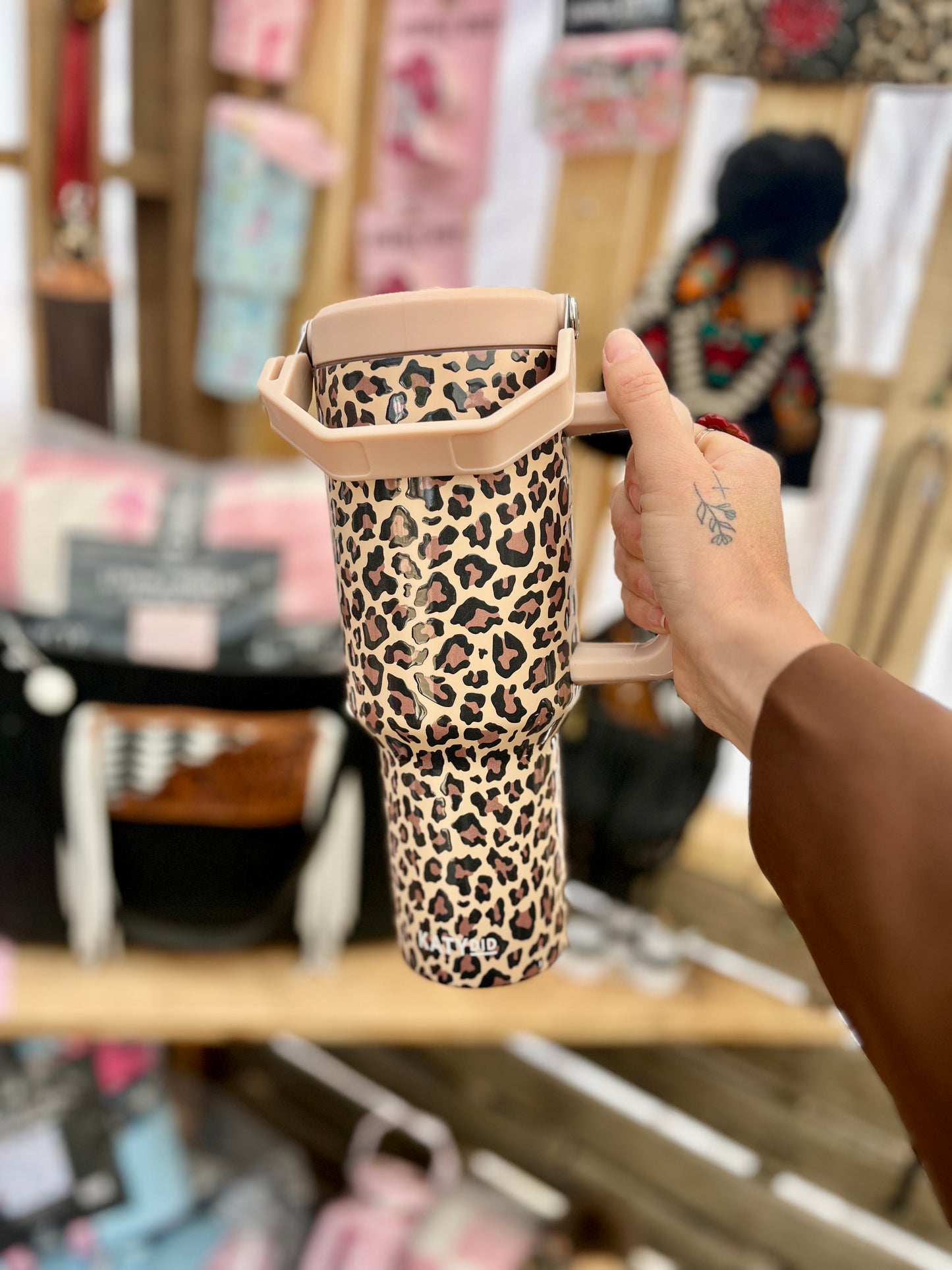 Spill Resistant Leopard Print Tumbler