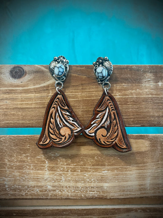 Tooled Leather Earrings