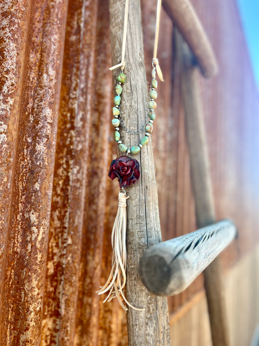 Elisa Turquoise and Rose Necklace