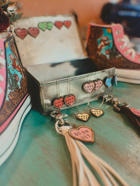 Candy Heart Leather Earrings