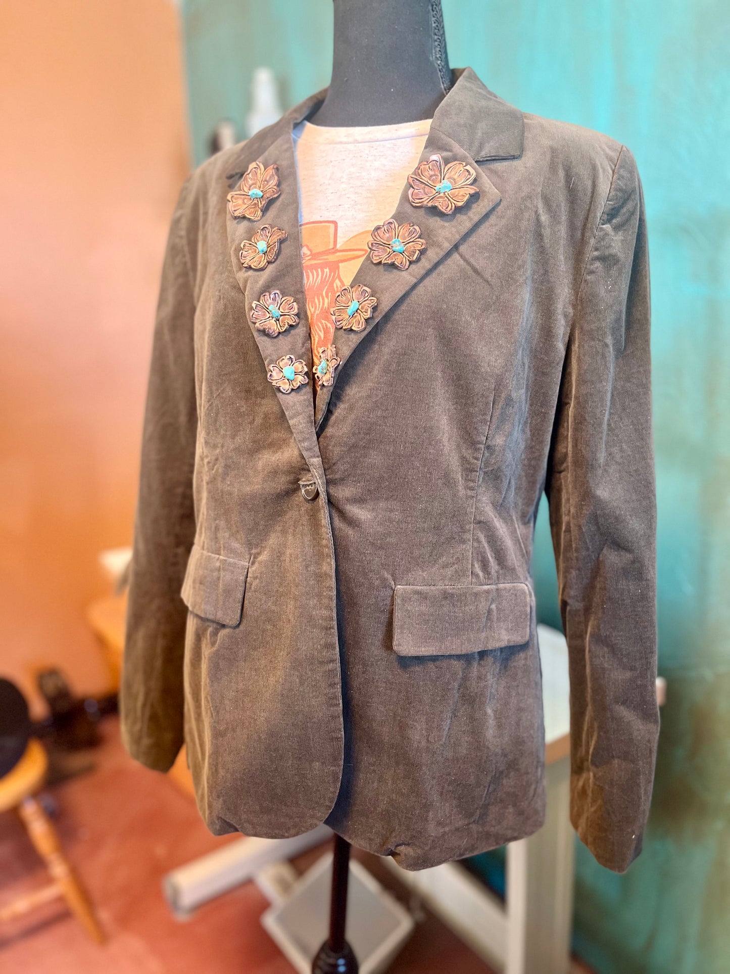Olive Green Corduroy Blazer