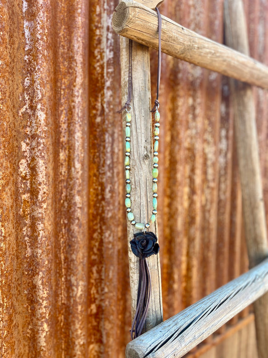 Elisha Turquoise Rose Necklace with 8mm Sterling Pearls