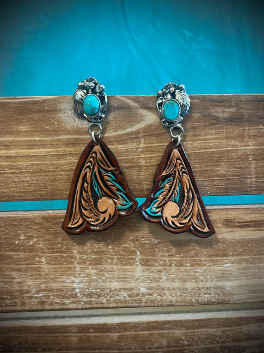 Tooled Leather Earrings