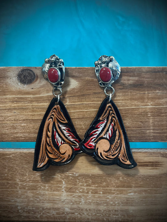 Tooled Leather Earrings