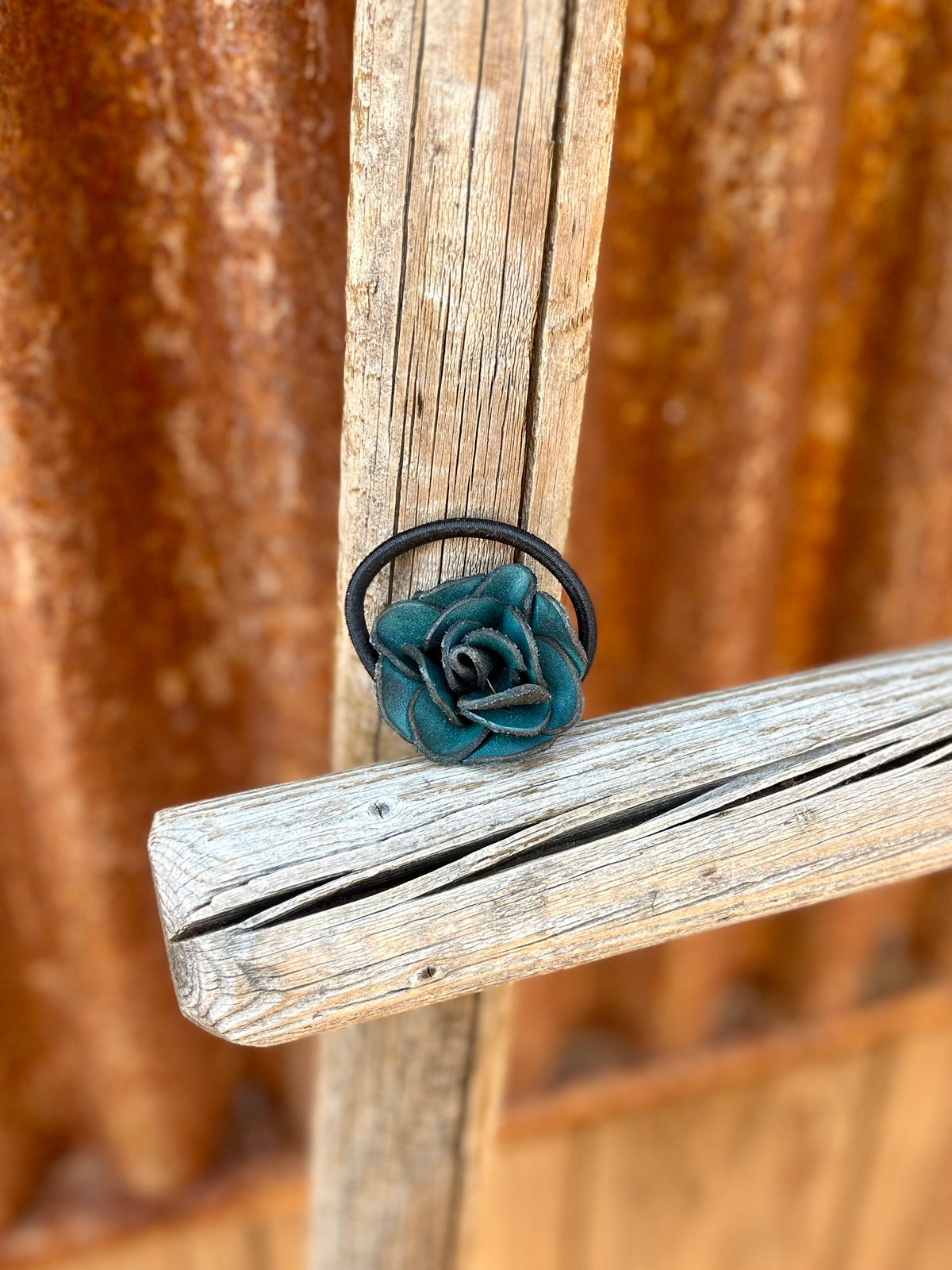 Leather Rose Hairtie