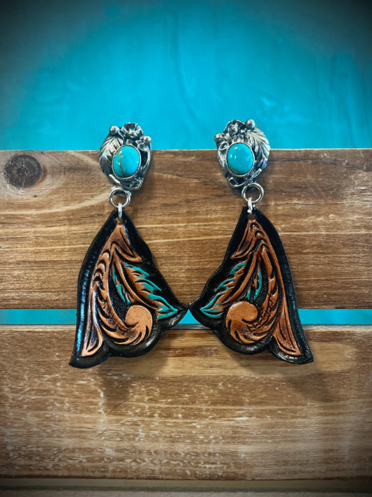 Tooled Leather Earrings