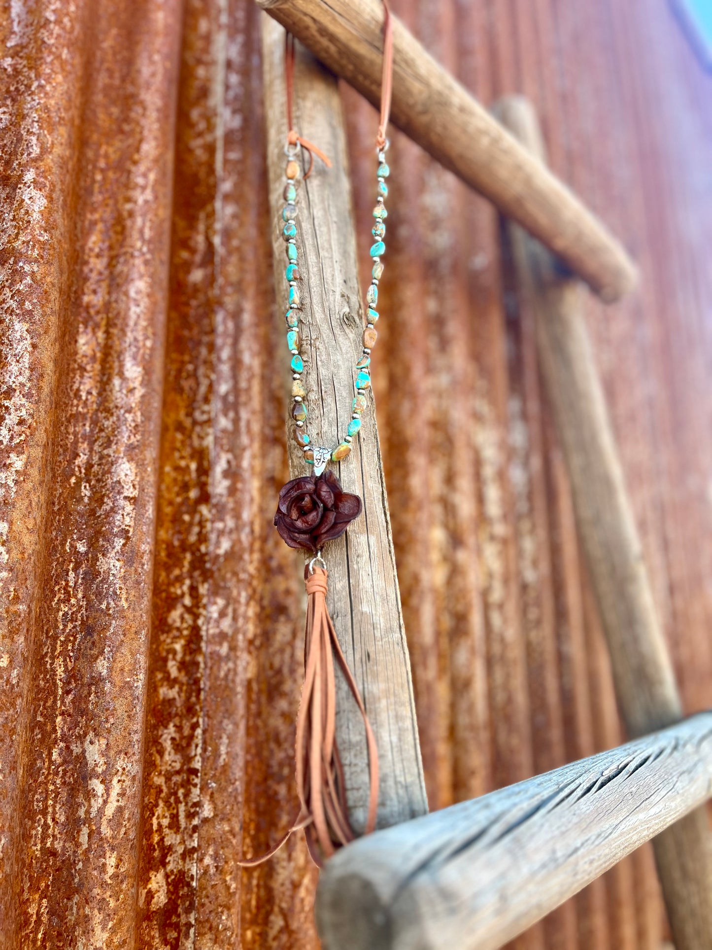 Kingman Turquoise Rose Necklace