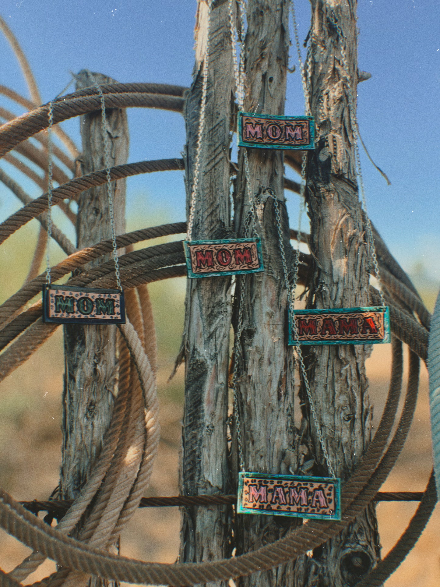 Mother’s Day Tooled Leather Bar Necklace