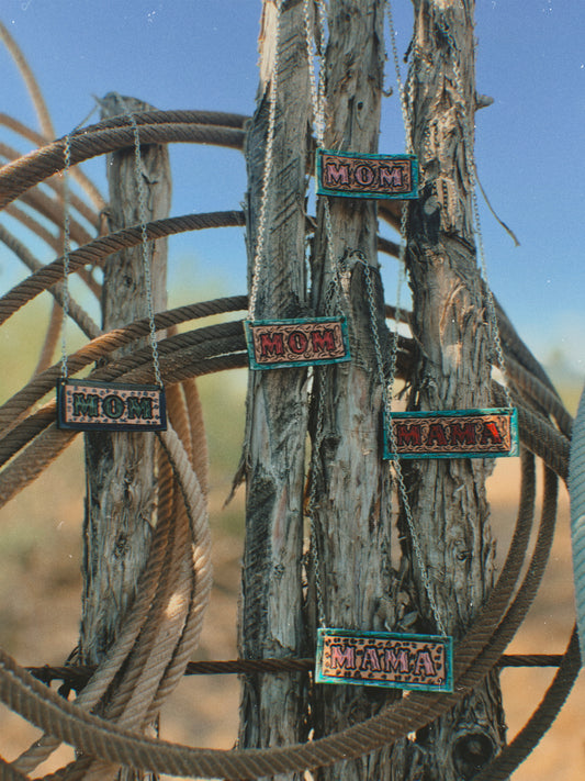 Mother’s Day Tooled Leather Bar Necklace