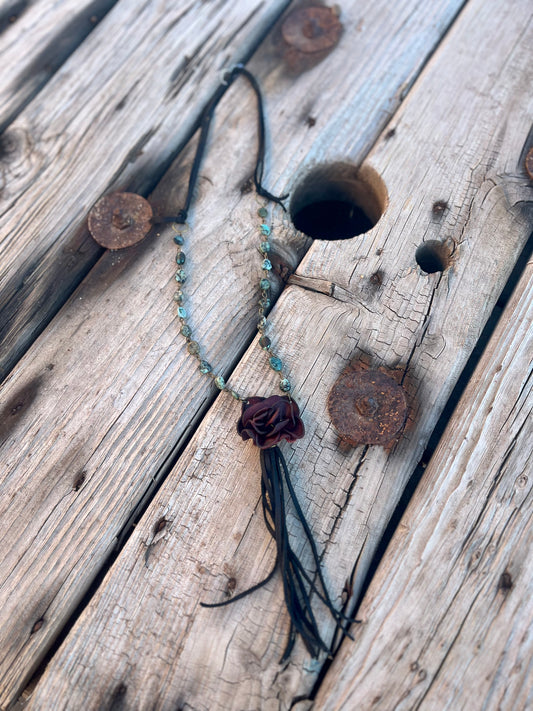 African Turquoise Rose Necklace