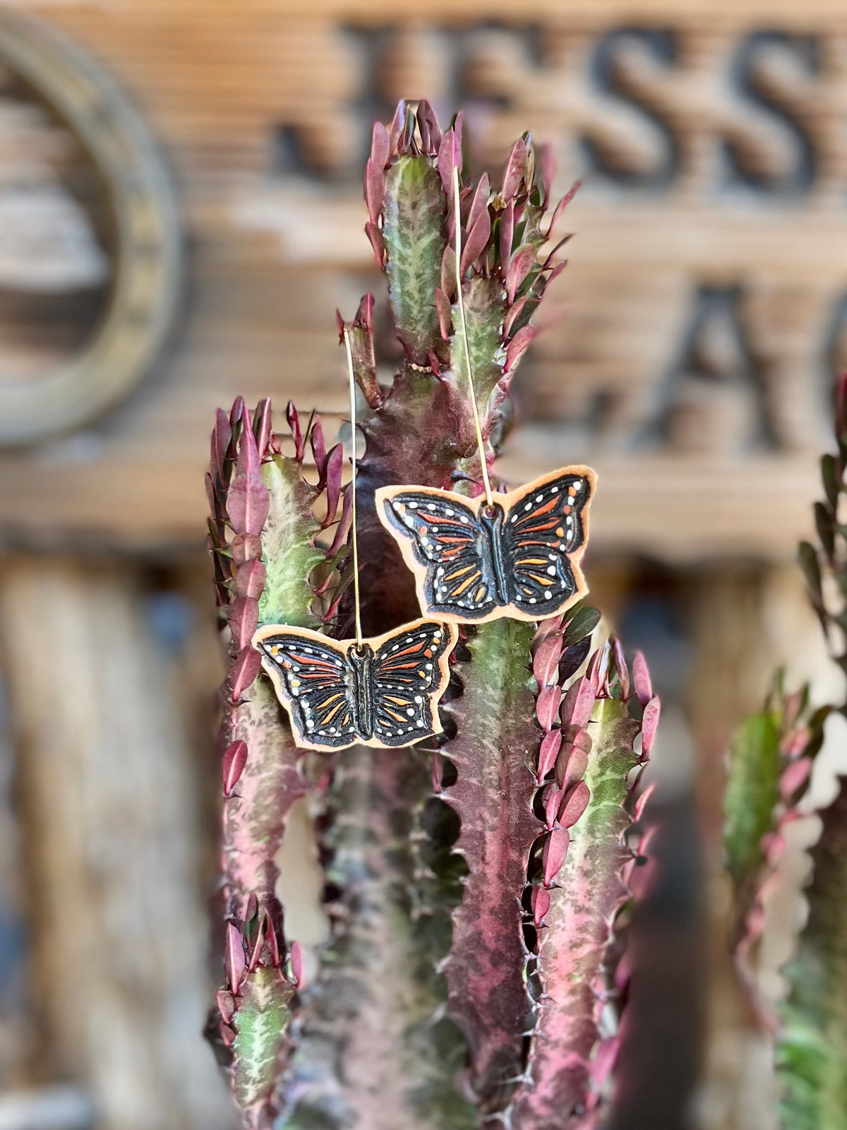 Long Angled Monarch Earrings
