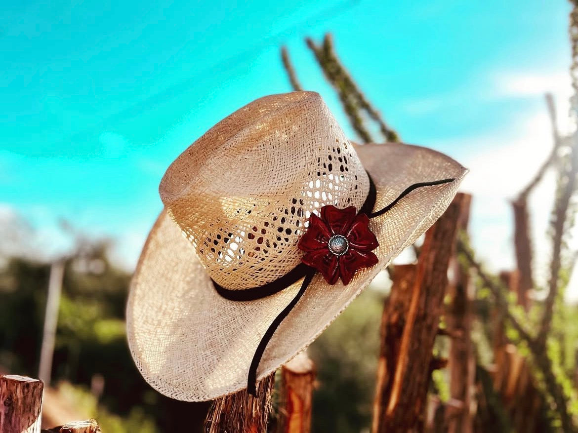 Leather Flower Hat Bands