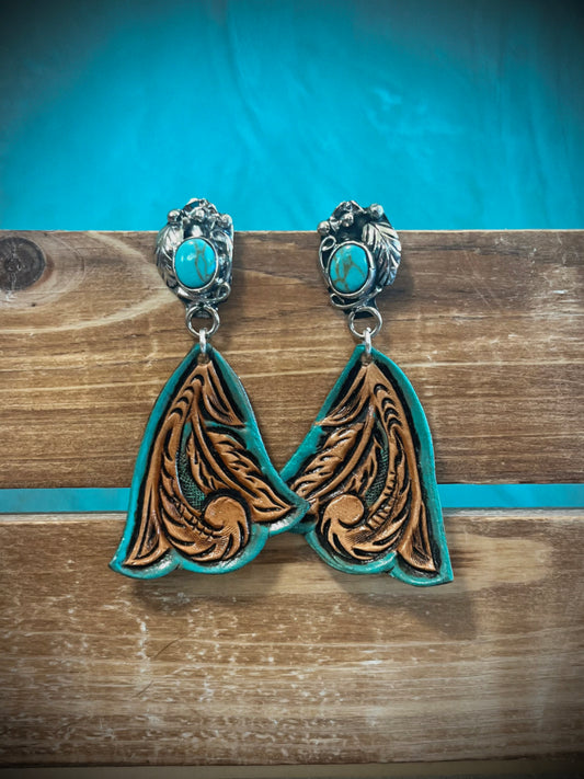 Tooled Leather Earrings