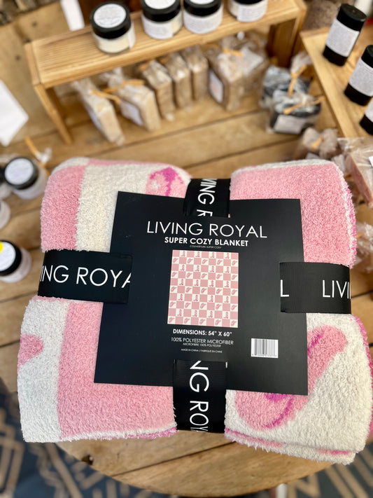 Cozy Pink Checked Cowboy Boot Throw Blanket