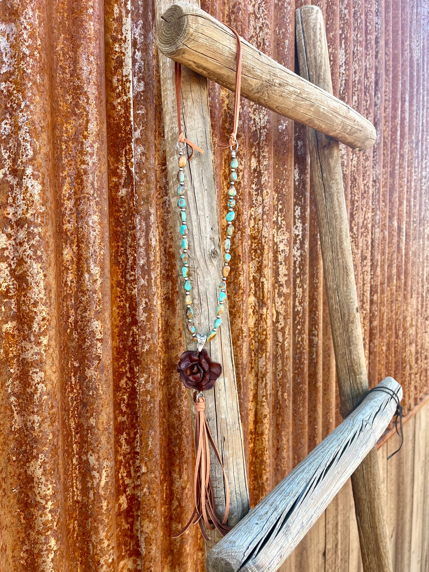 Kingman Turquoise Rose Necklace