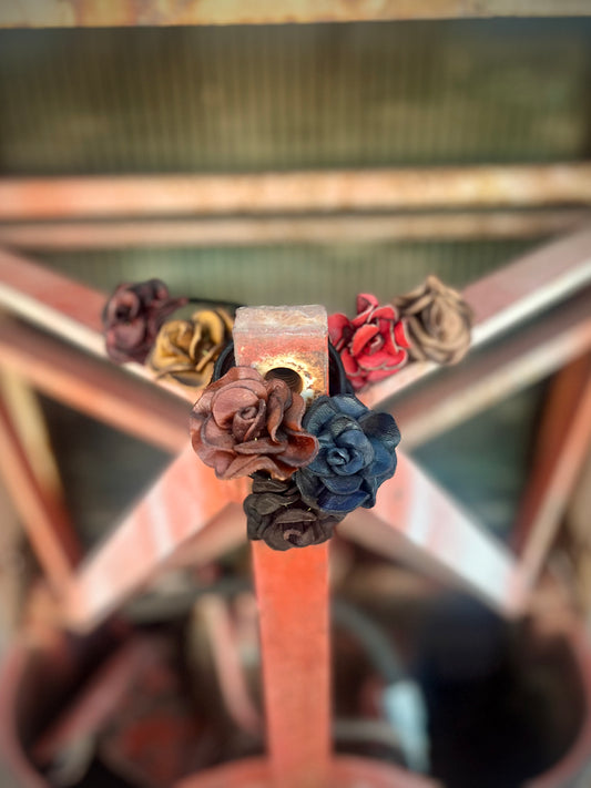 Leather Rose Hairtie