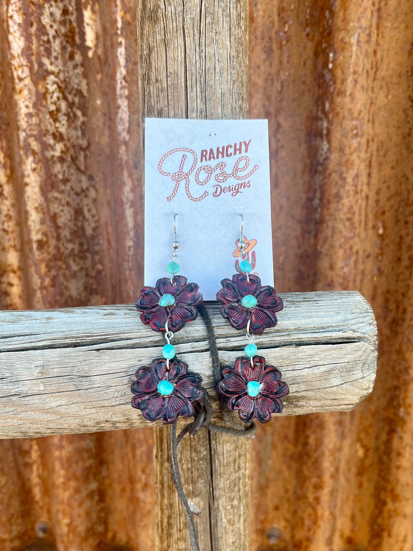Tooled Flower Earrings