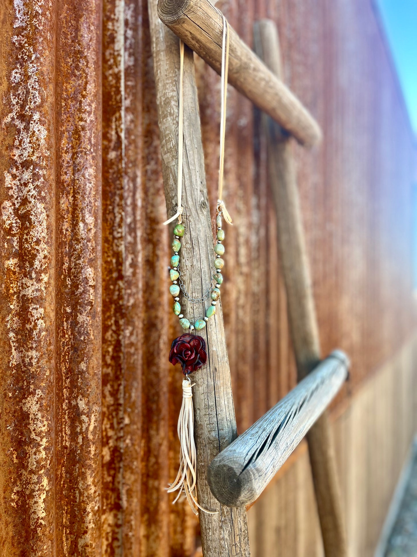 Elisa Turquoise and Rose Necklace