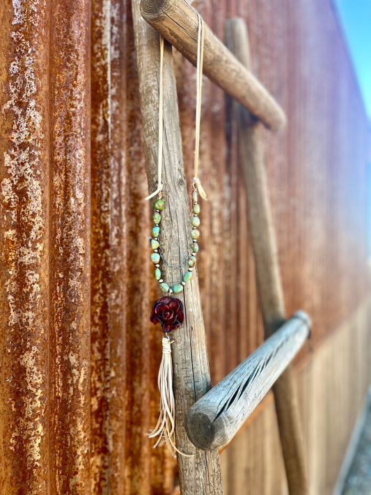 Elisa Turquoise and Rose Necklace