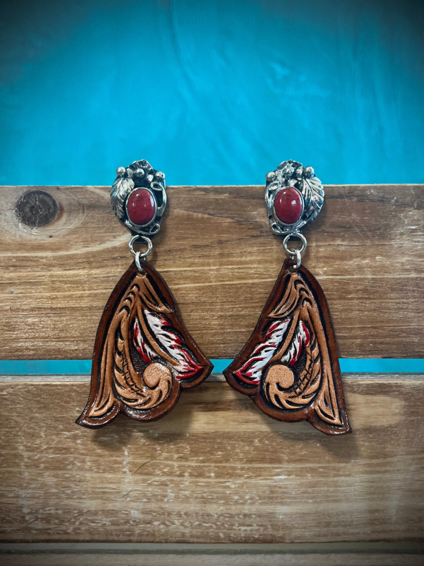 Tooled Leather Earrings