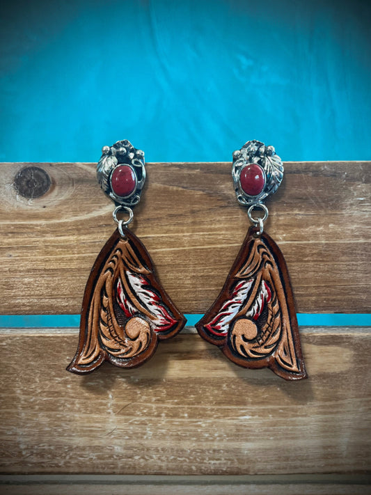 Tooled Leather Earrings