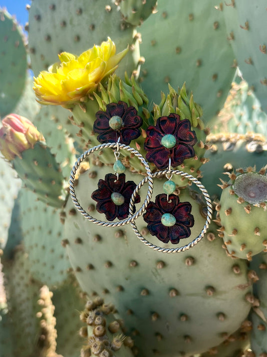 Double Red Flower Hoops