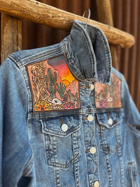 Denim Jacket with Desert Leather Patches
